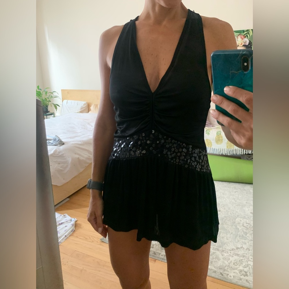 H&M - Black racer back top with sequins in front and top back - size XS